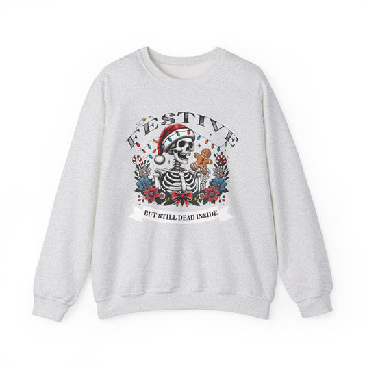 Festive, Humorous Skeleton Crewneck Sweatshirt Perfect for the Holidays!