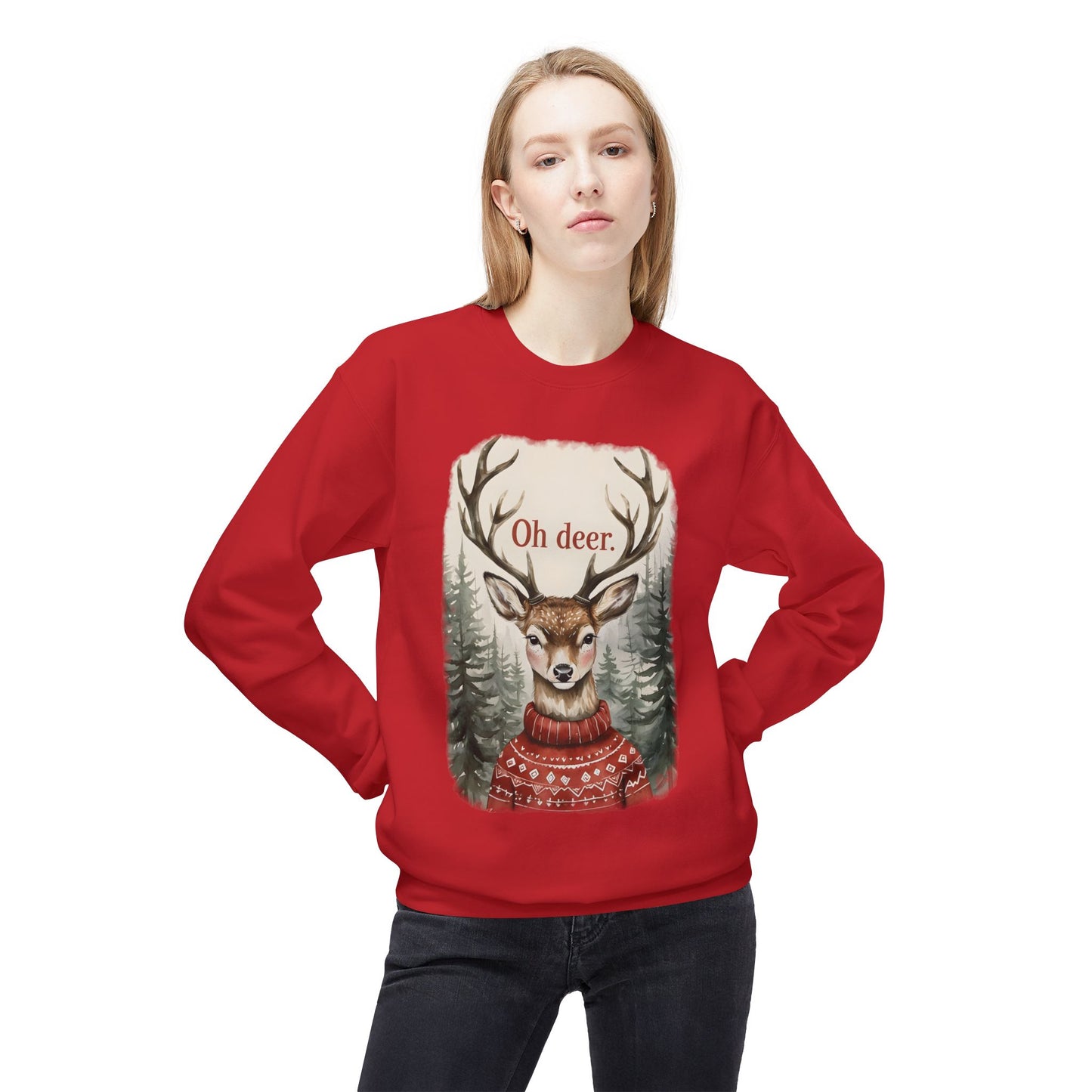 Christmas Reindeer Crewneck Sweatshirt for Festive, Holiday Fun