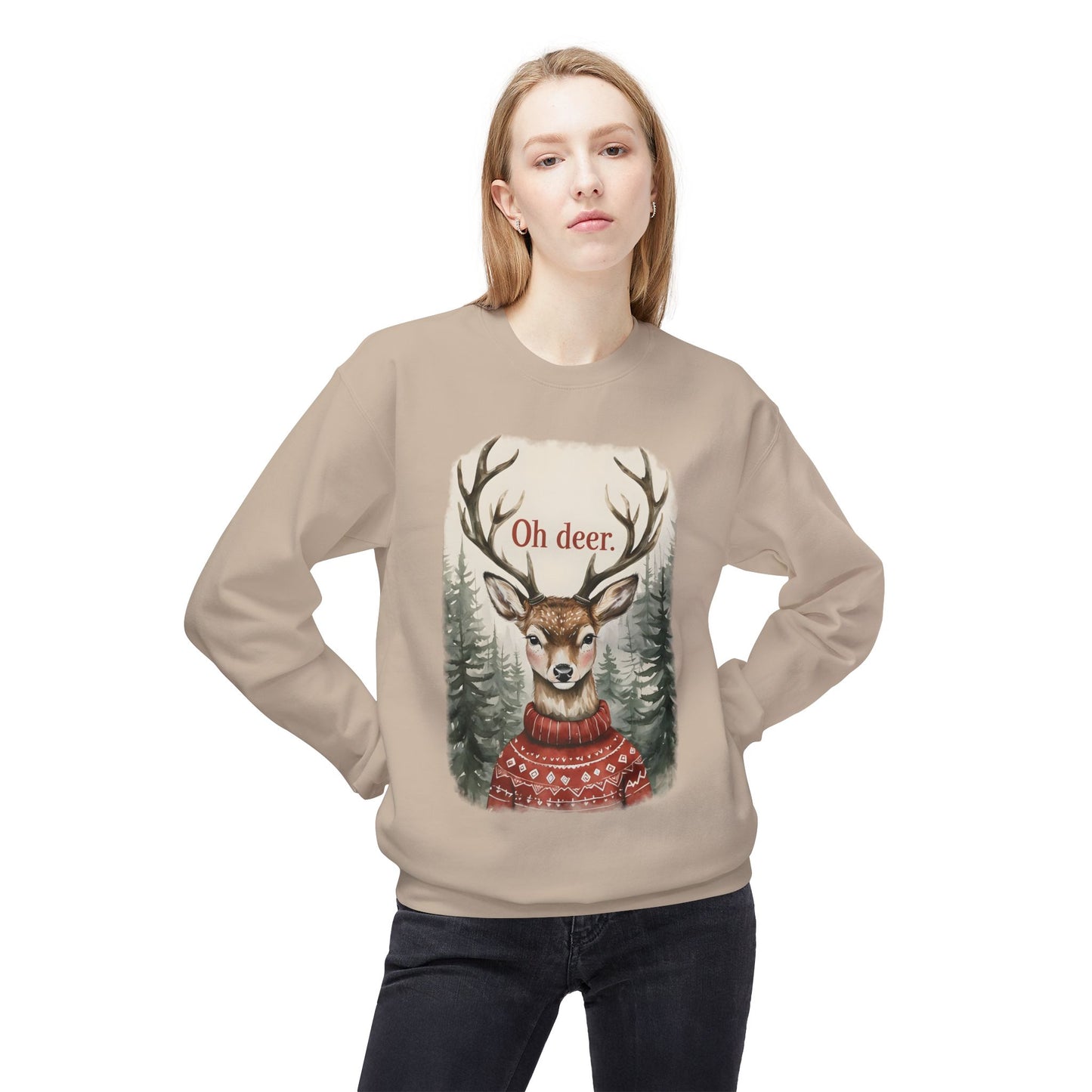 Christmas Reindeer Crewneck Sweatshirt for Festive, Holiday Fun